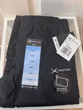 NWT Arctix Kids Black Packable Snow Pants Size Small Husky (8H)